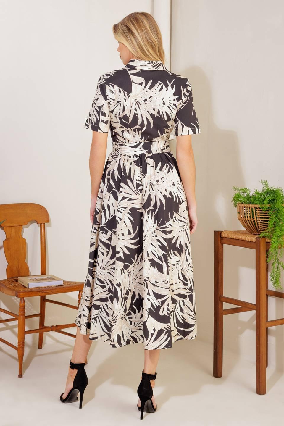 All You Do Woven Midi Dress in black off-white, view 4 — Soul Flow Apparel