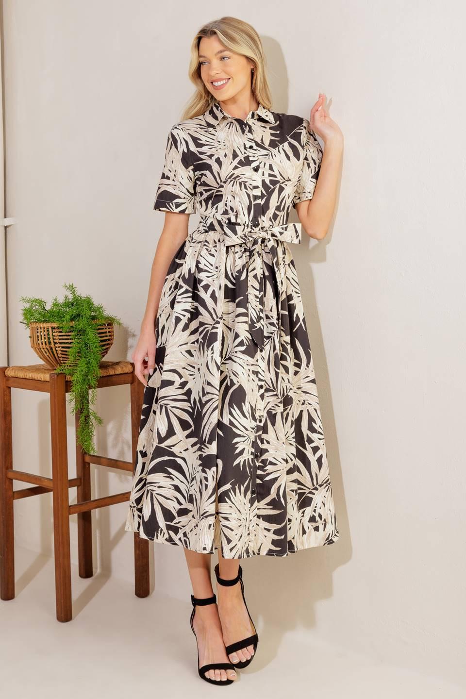 All You Do Woven Midi Dress in black off-white, view 6 — Soul Flow Apparel
