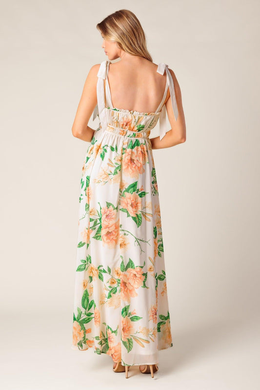 A Perfect Match Woven Maxi Dress in ivory peach, view 8 — Soul Flow Apparel