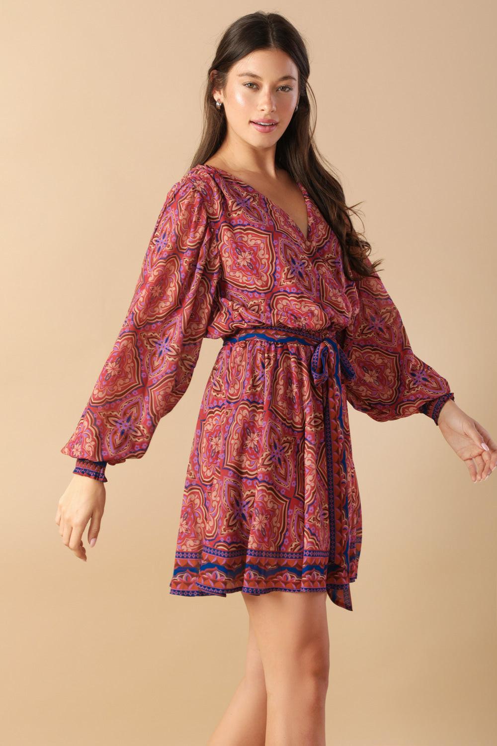 Be Better Woven Mini Dress in berry, view 2 — Soul Flow Apparel