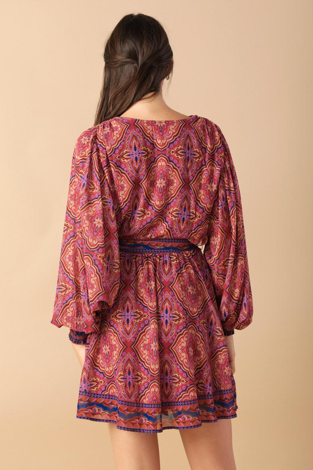 Be Better Woven Mini Dress in berry, view 4 — Soul Flow Apparel