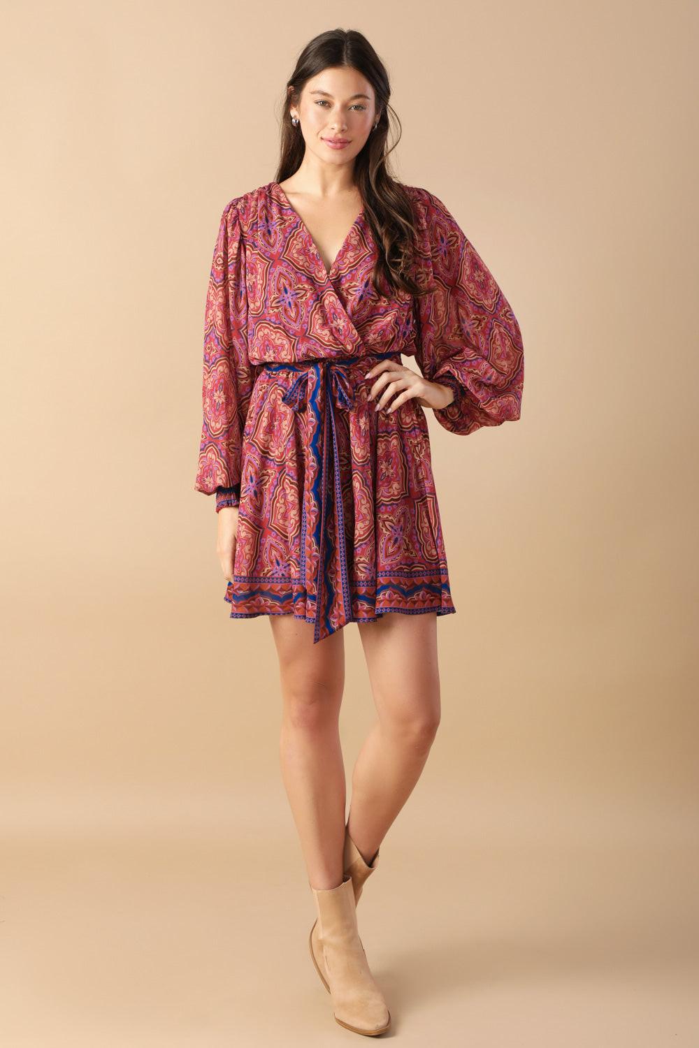 Be Better Woven Mini Dress in berry, view 6 — Soul Flow Apparel