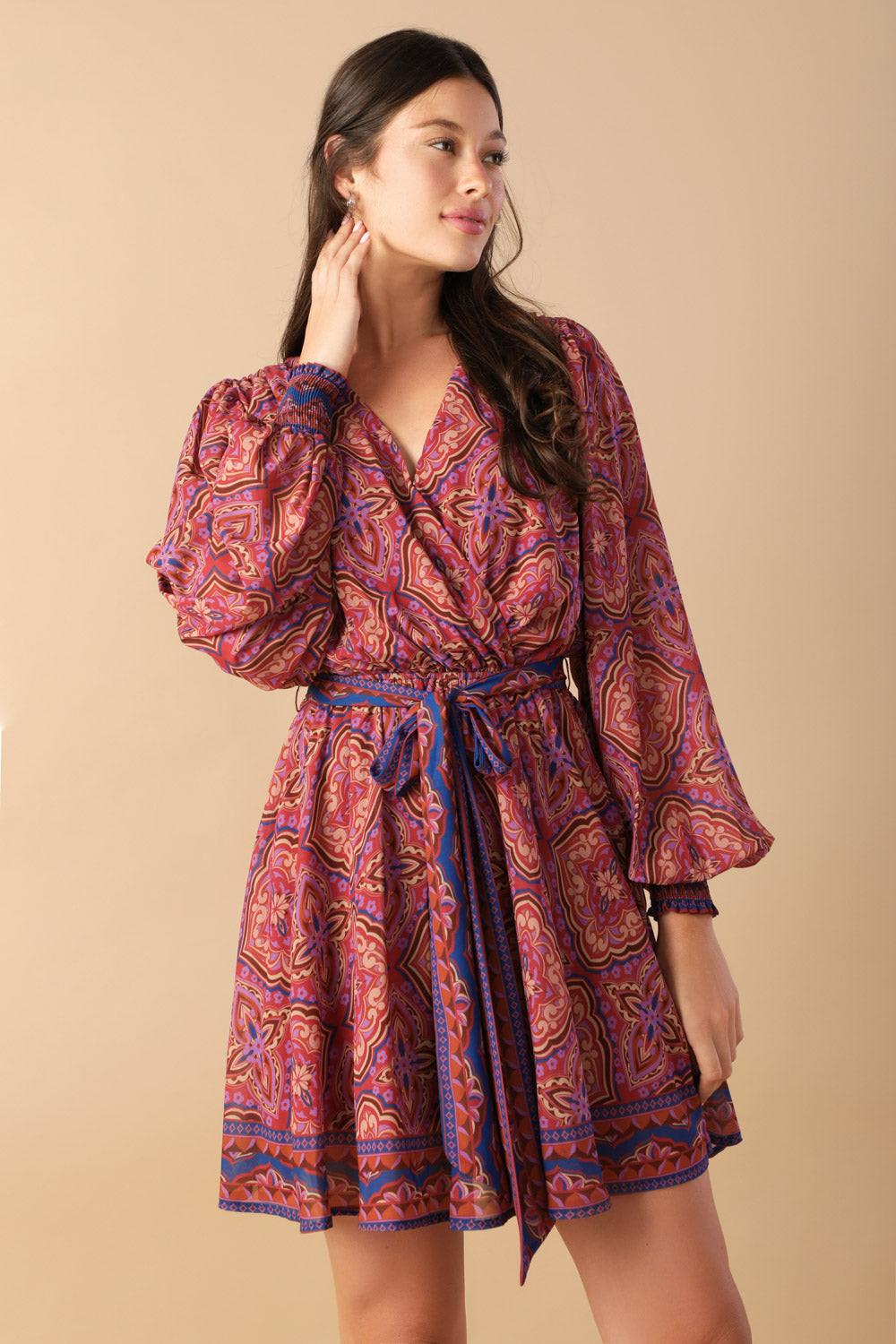 Be Better Woven Mini Dress in berry, view 7 — Soul Flow Apparel