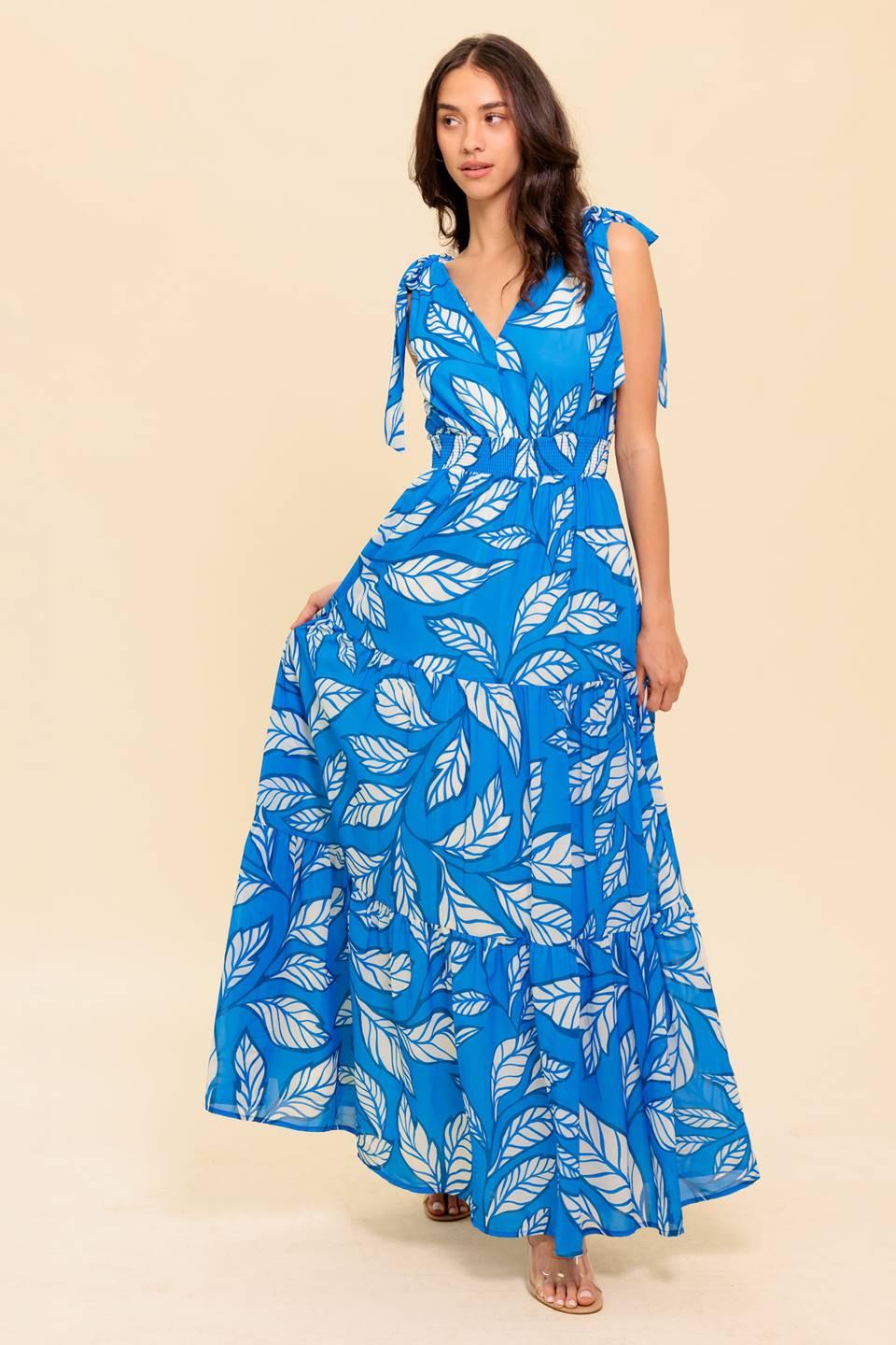 Making Promises Woven Maxi Dress in blue ivory, view 5 — Soul Flow Apparel