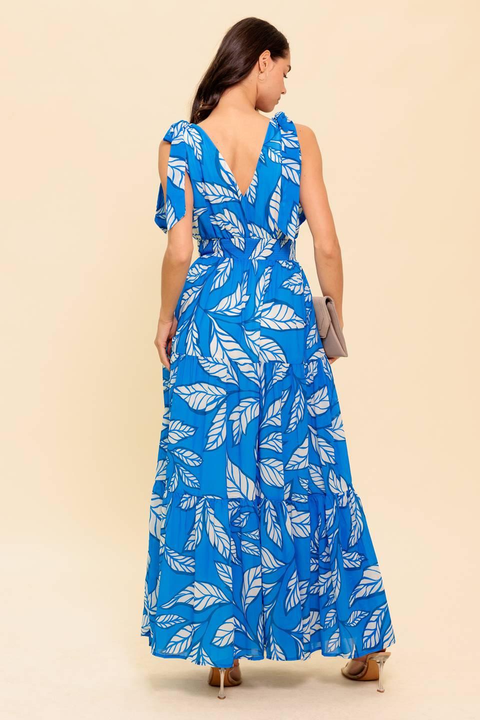 Making Promises Woven Maxi Dress in blue ivory, view 6 — Soul Flow Apparel