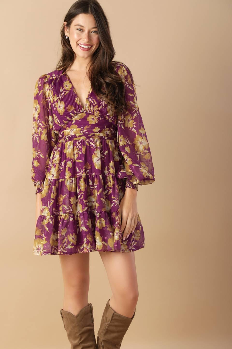 Effortless Selection Woven Mini Dress in berry, view 4 — Soul Flow Apparel