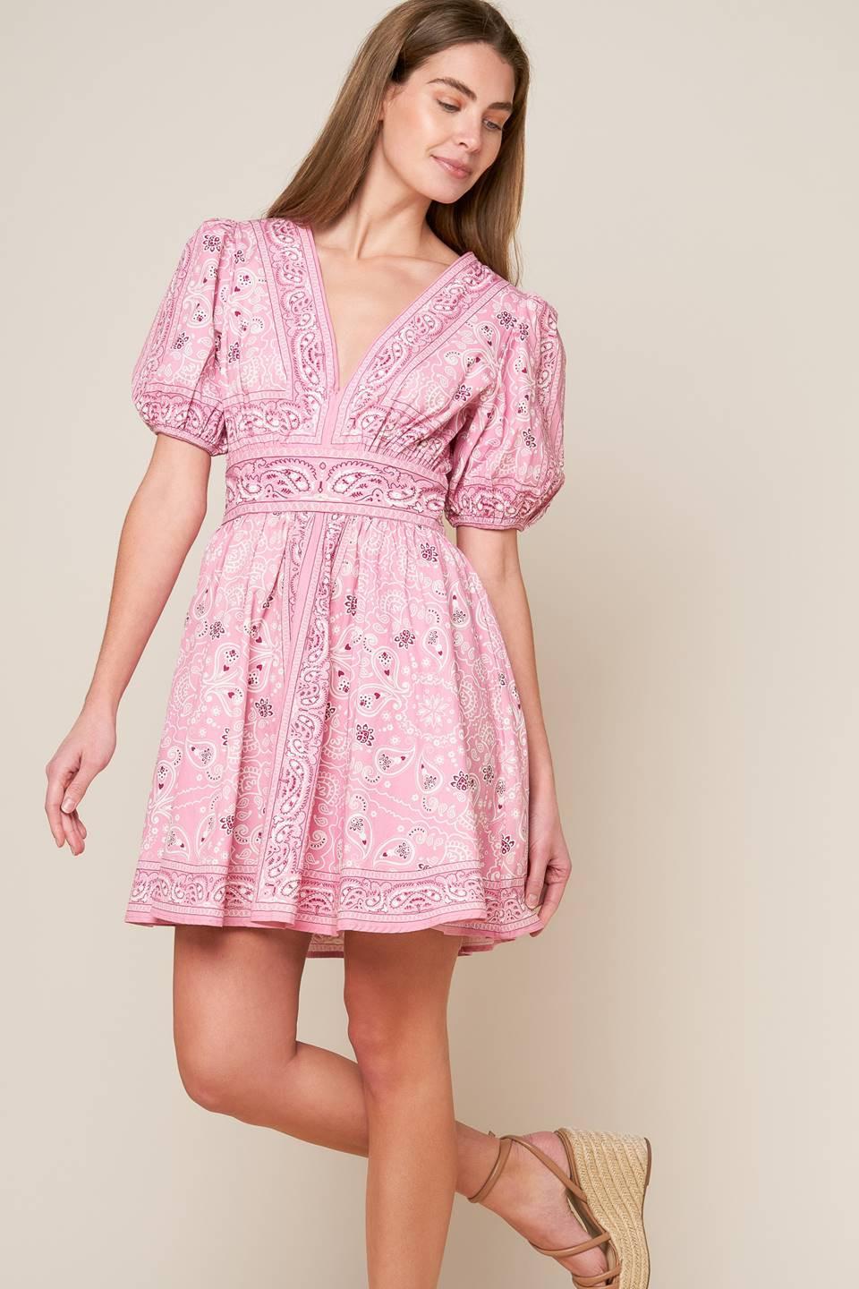 Exceptionally Pristine Woven Mini Dress in pink, view 4 — Soul Flow Apparel