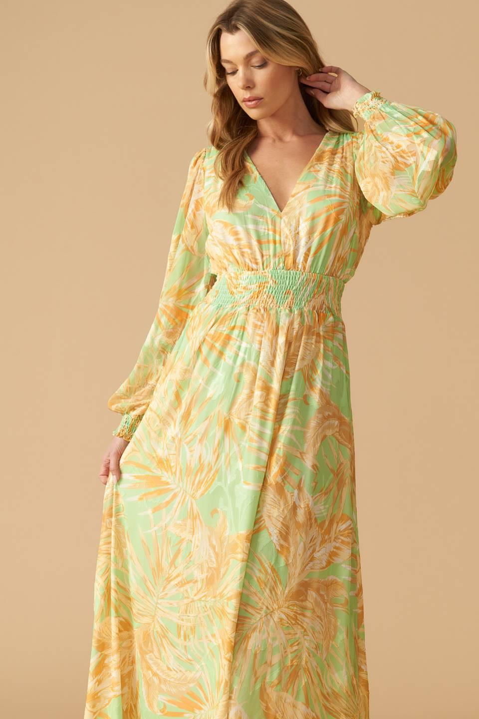 Sunset Sashay Woven Maxi Dress in sage, view 3 — Soul Flow Apparel