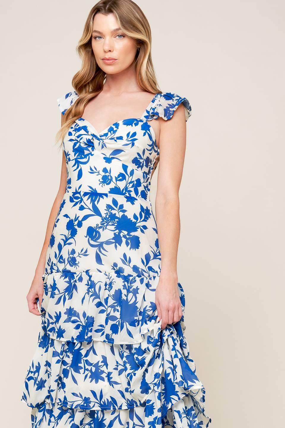 Captivating Personality Woven Maxi Dress in ivory blue, view 2 — Soul Flow Apparel