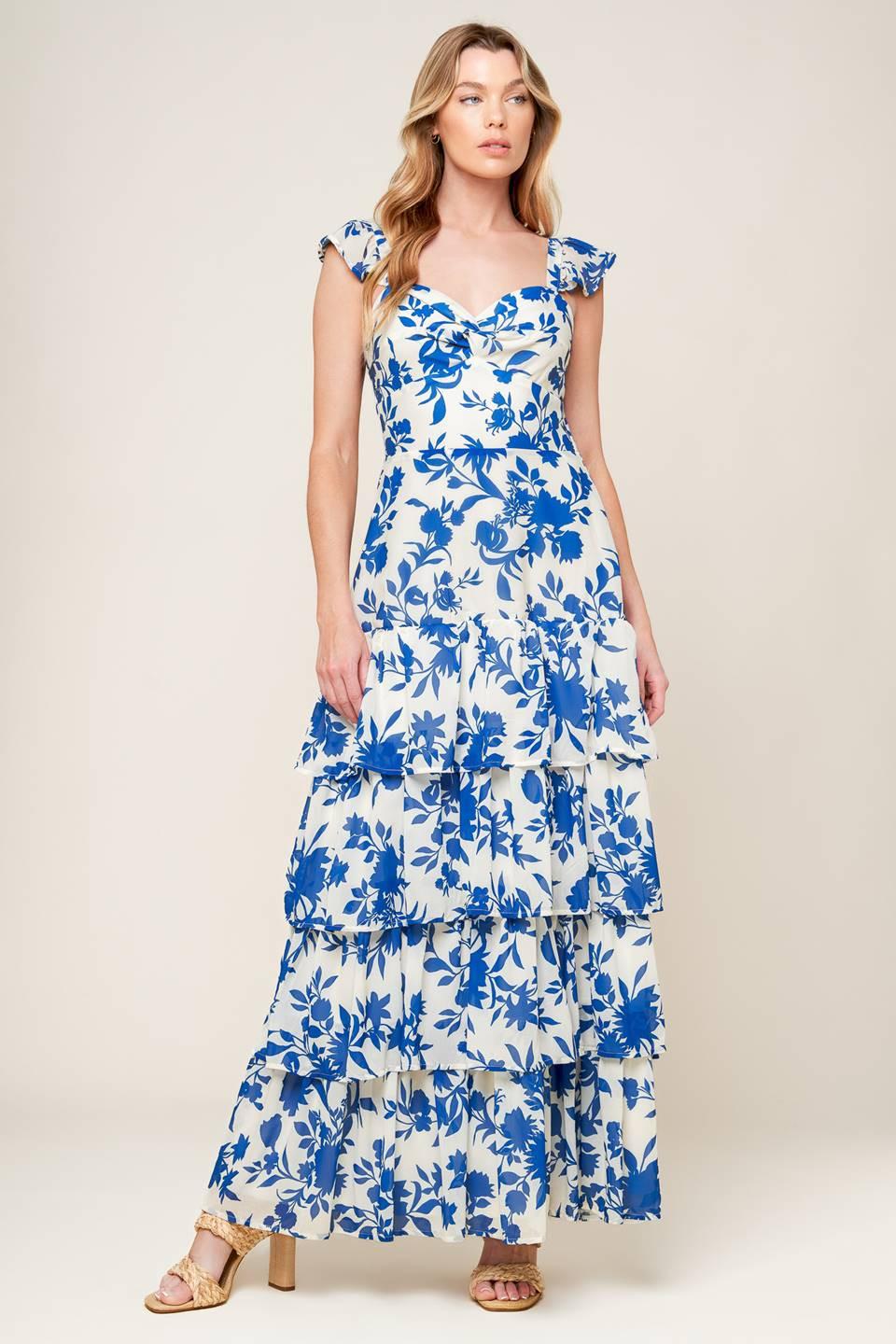 Captivating Personality Woven Maxi Dress in ivory blue, view 3 — Soul Flow Apparel