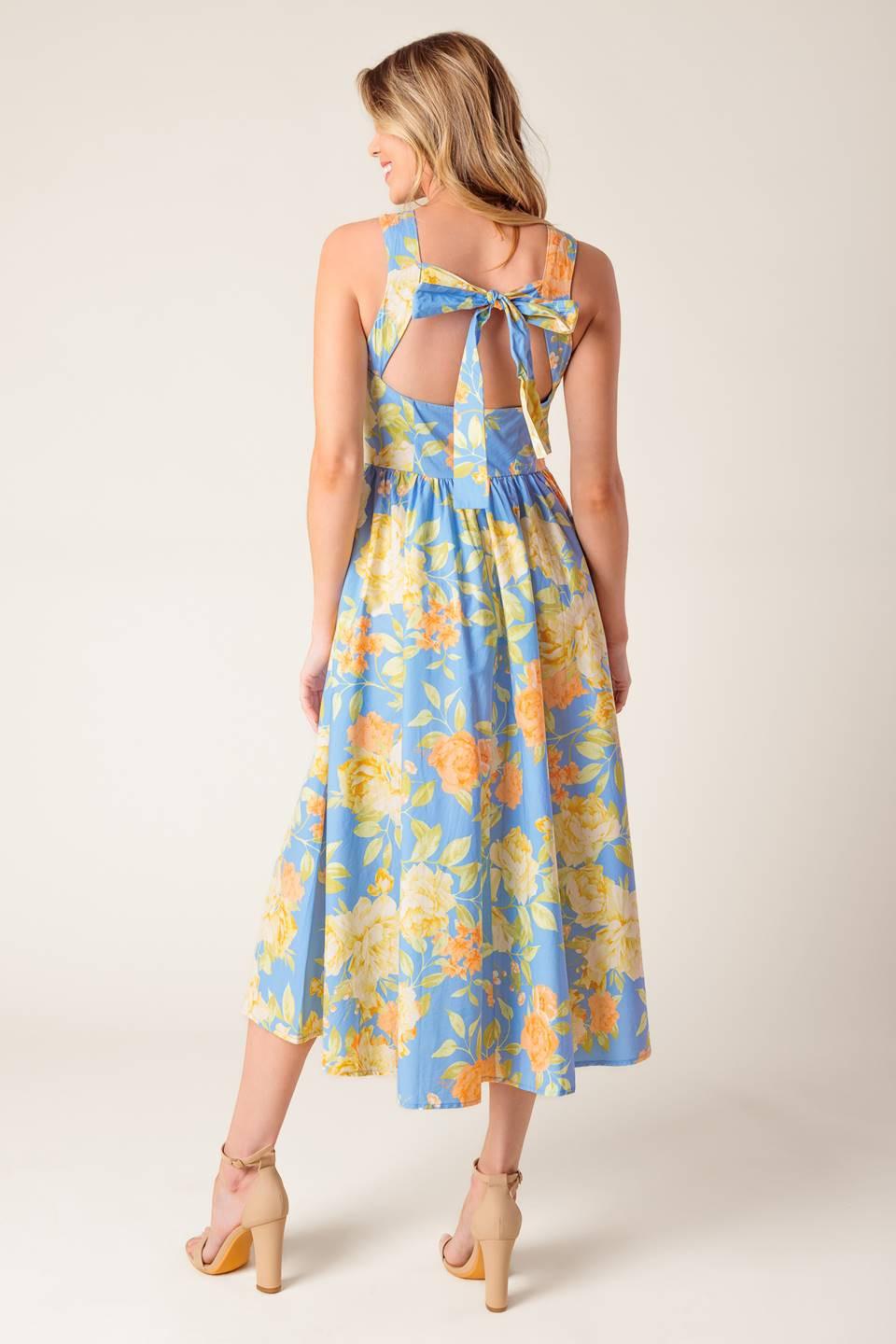 Like Magic Powder Blue Woven Midi Dress, view 6 — Soul Flow Apparel
