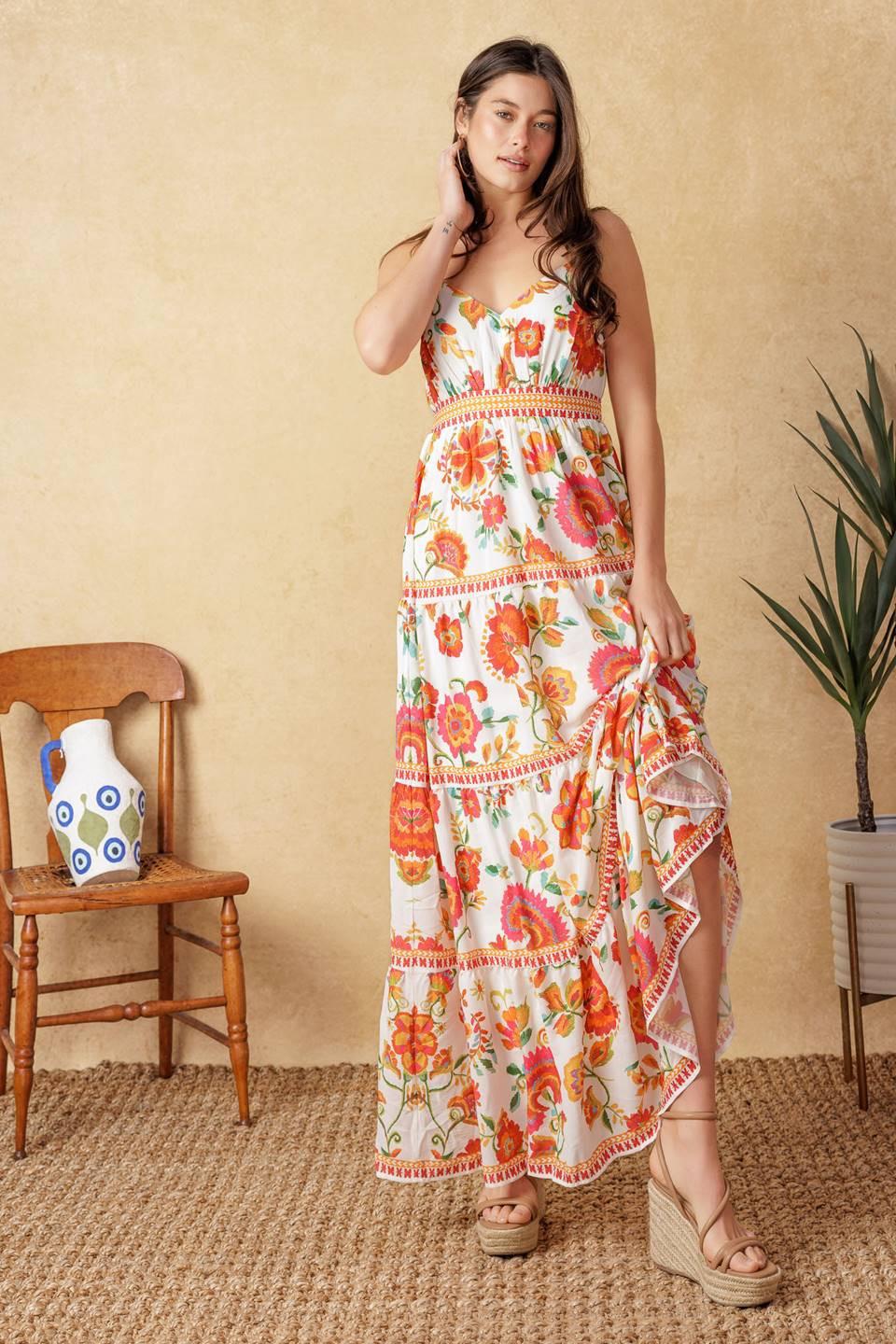 Easy on Me Ivory Red Midi Dress, view 4 — Soul Flow Apparel