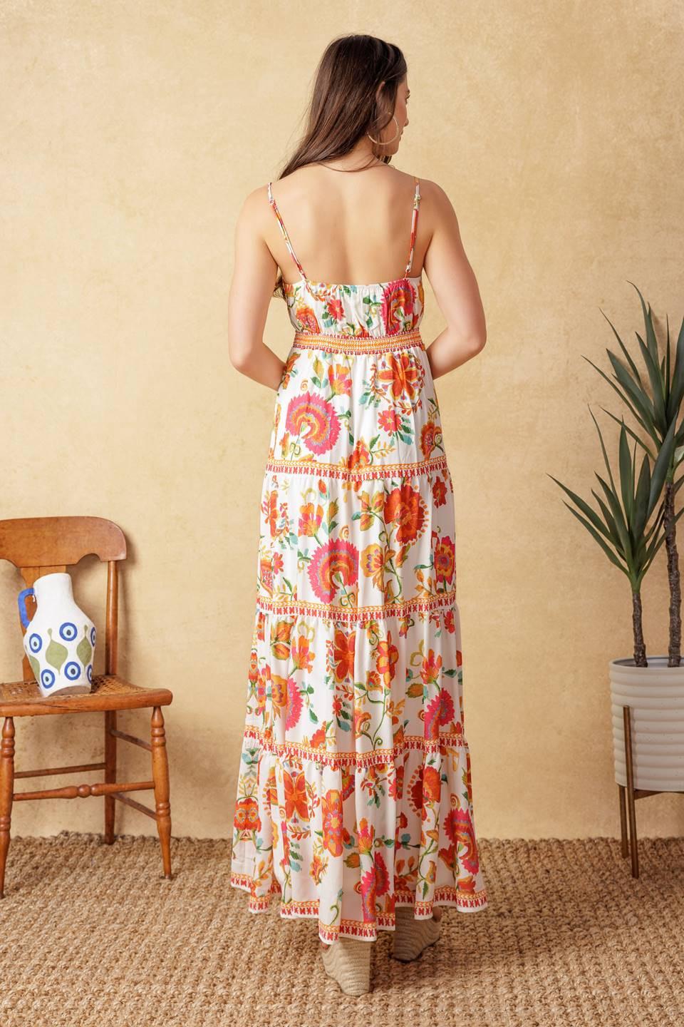 Easy on Me Ivory Red Midi Dress, view 6 — Soul Flow Apparel