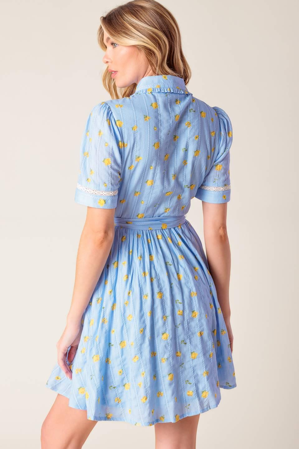 Starlit Skies Woven Mini Dress in light blue, view 7 — Soul Flow Apparel
