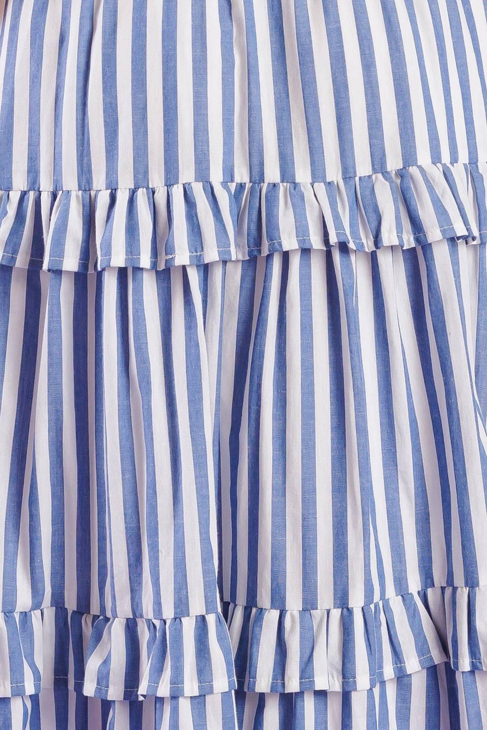 When Life Gives You Woven Midi Dress in blue white, fabric swatch — Soul Flow Apparel