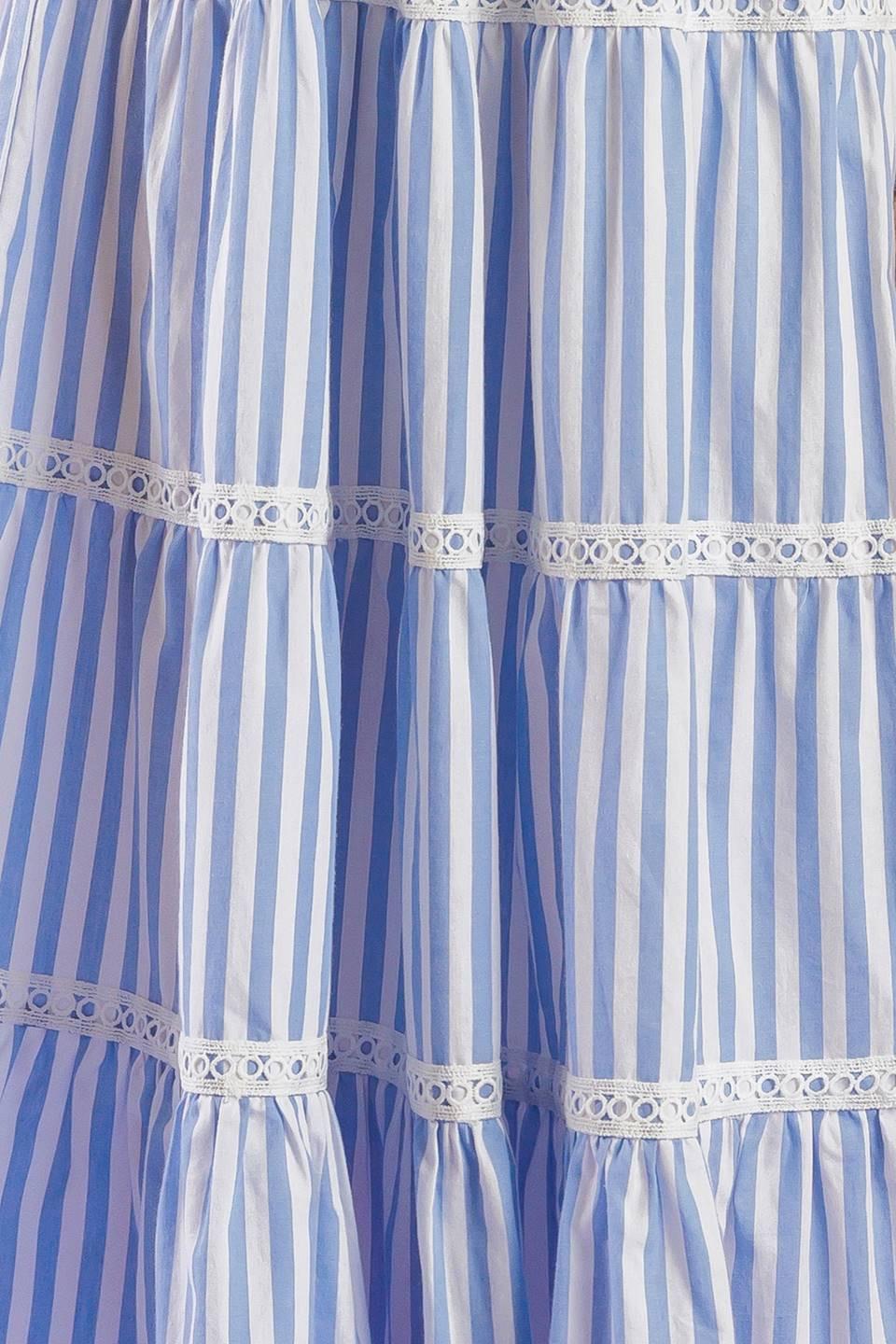 Swing of Things Woven Midi Dress in blue white, fabric swatch — Soul Flow Apparel
