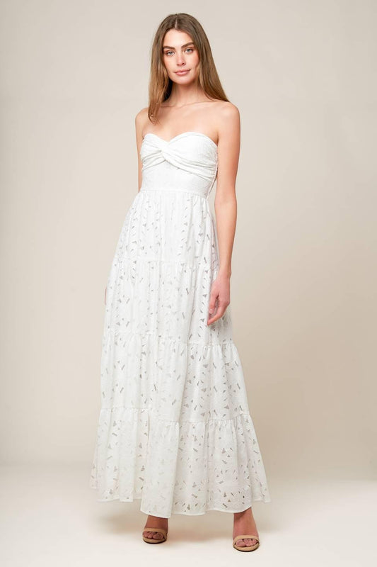 Wishing Well White Woven Lace Maxi Dress, view 1 — Soul Flow Apparel