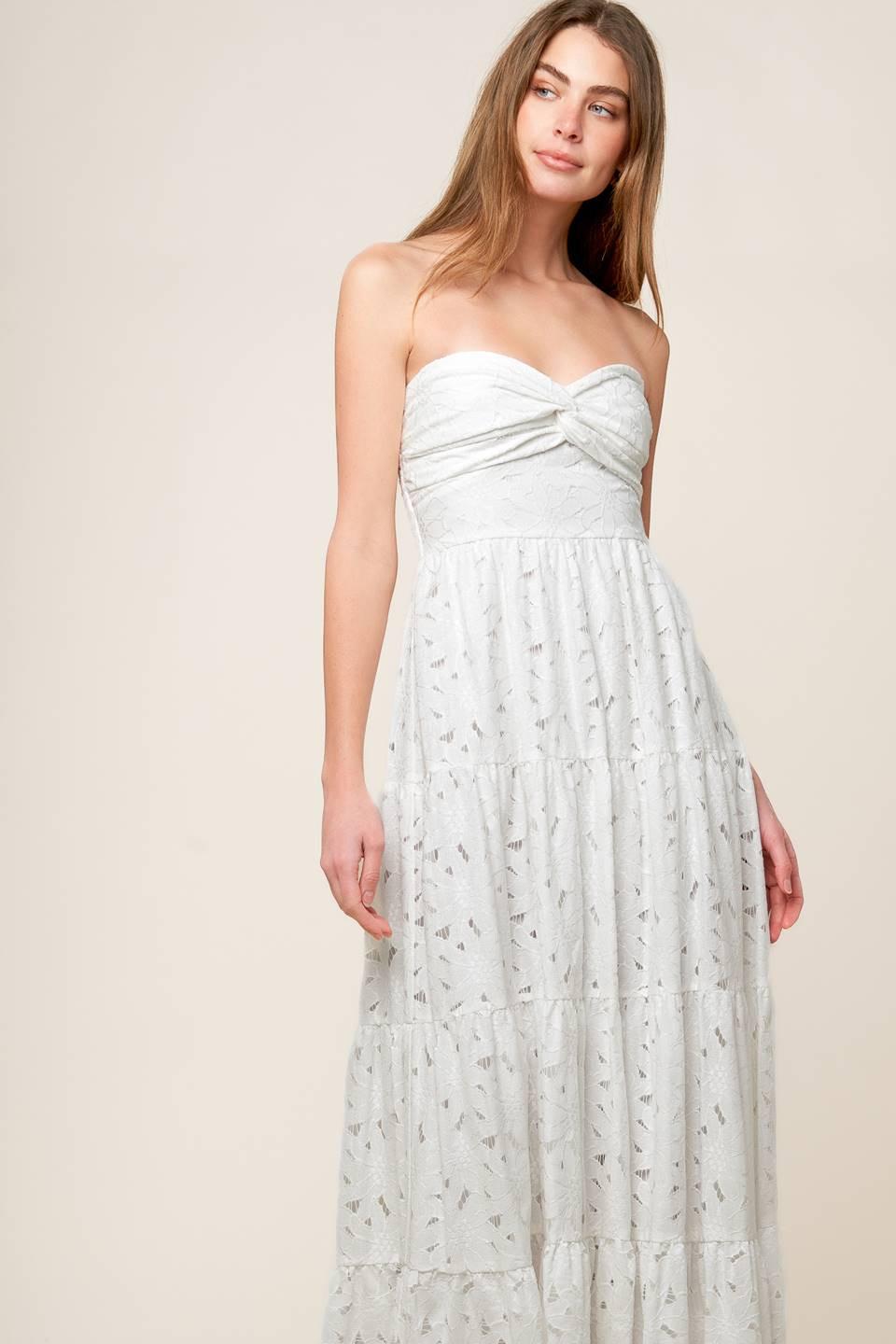 Wishing Well White Woven Lace Maxi Dress, view 3 — Soul Flow Apparel