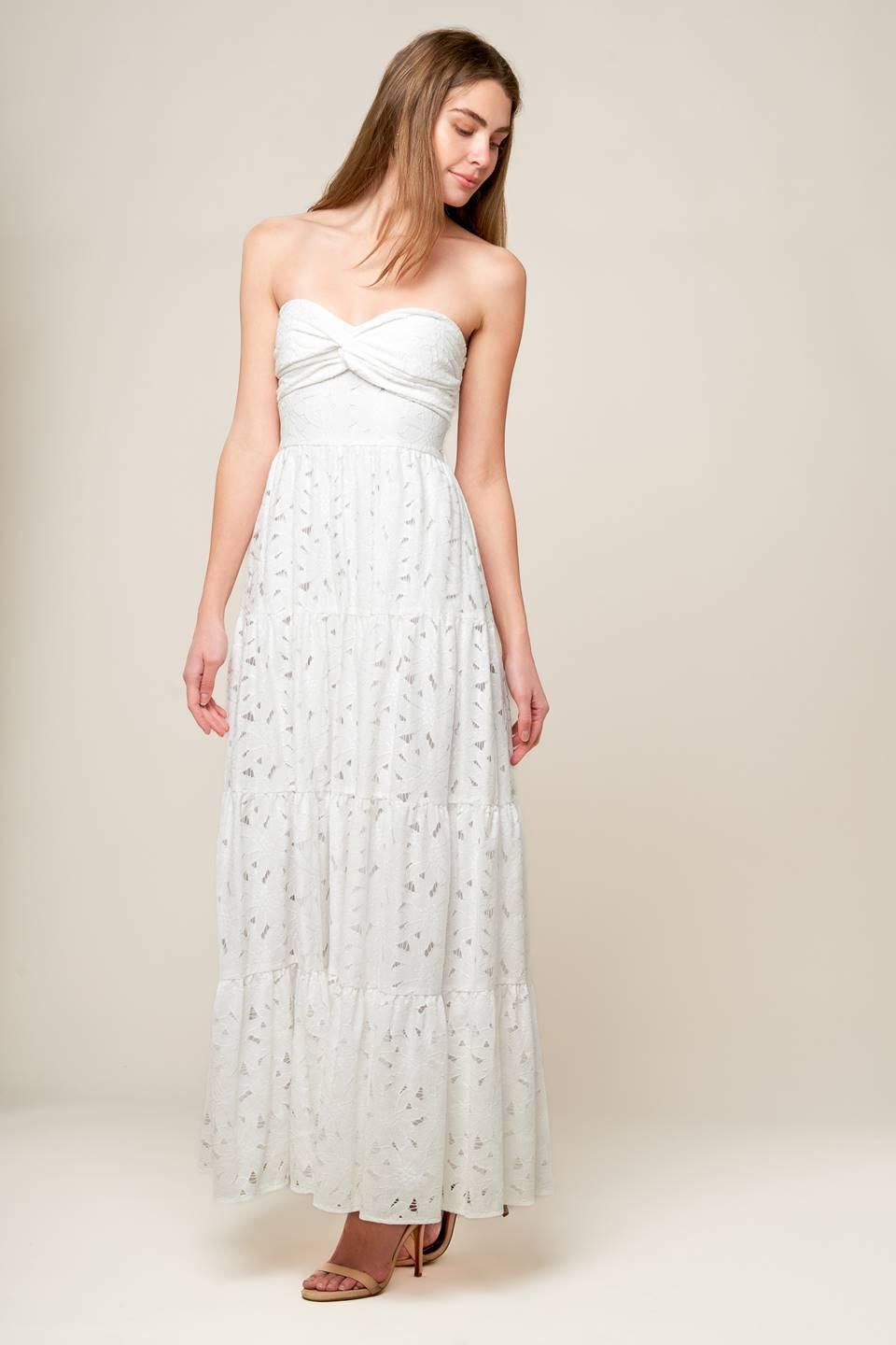 Wishing Well White Woven Lace Maxi Dress, view 5 — Soul Flow Apparel