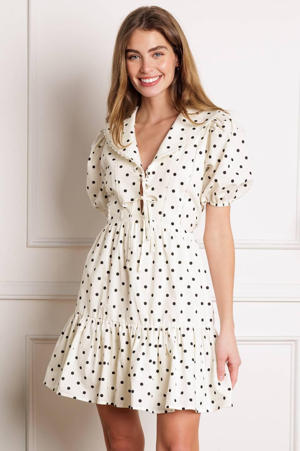 Brighter Days Woven Mini Dress in white black, view 4 — Soul Flow Apparel