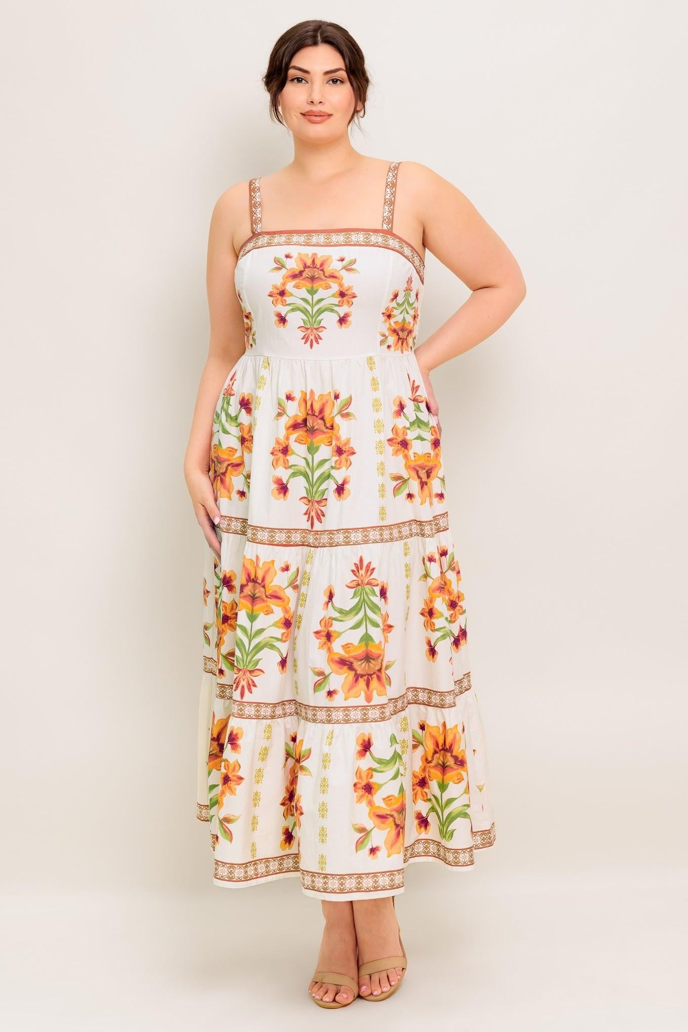 Loveliest Muse Ivory Woven Midi Dress, view 1 — Soul Flow Apparel