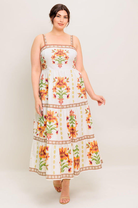 Loveliest Muse Ivory Woven Midi Dress, view 2 — Soul Flow Apparel