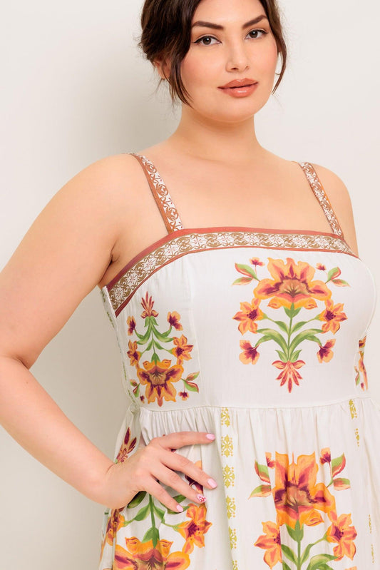 Loveliest Muse Ivory Woven Midi Dress, view 4 — Soul Flow Apparel