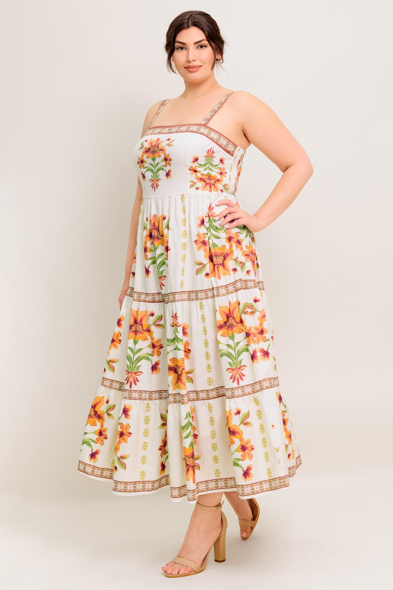 Loveliest Muse Ivory Woven Midi Dress, view 5 — Soul Flow Apparel