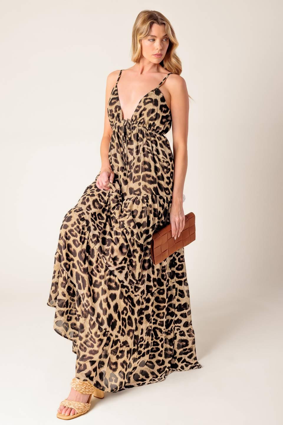 Beach Bum Leopard Woven Maxi Dress, view 1 — Soul Flow Apparel