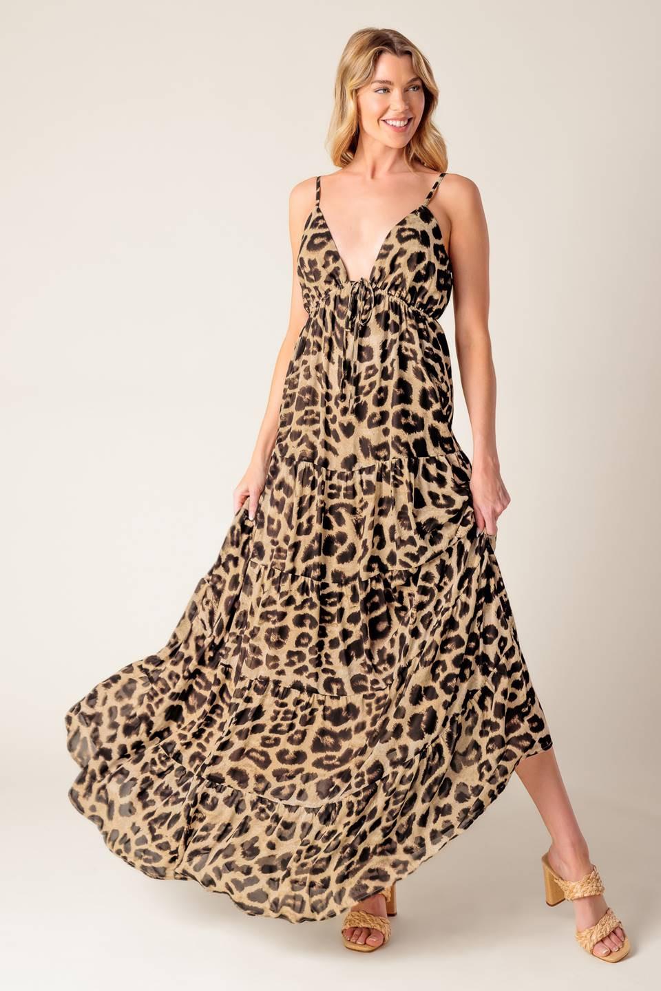 Beach Bum Leopard Woven Maxi Dress, view 4 — Soul Flow Apparel