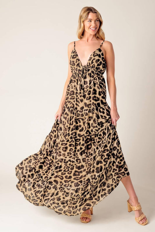 Beach Bum Leopard Woven Maxi Dress, view 4 — Soul Flow Apparel