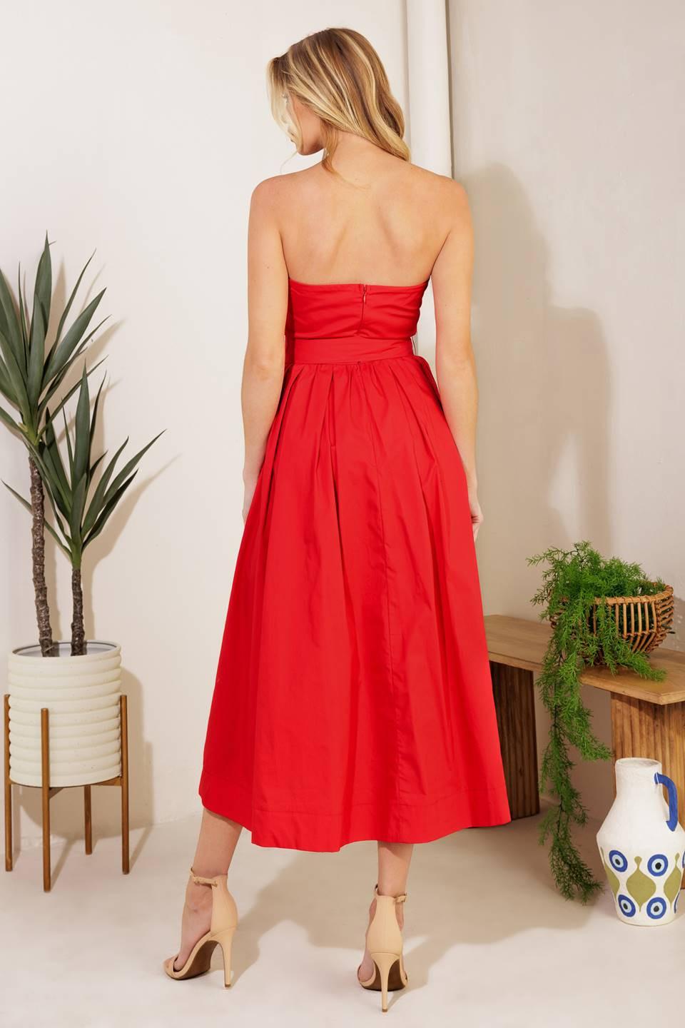 Days That Fade Woven Midi Dress in red, view 7 — Soul Flow Apparel