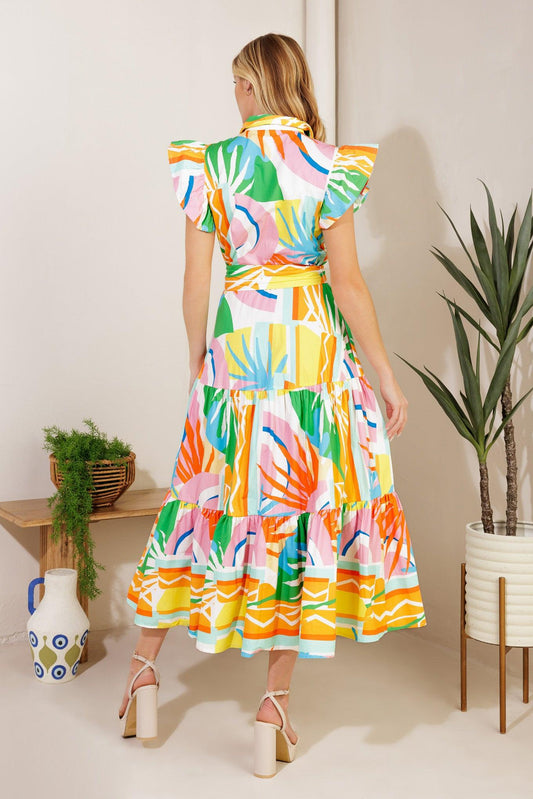 Too Much to Bear Woven Midi Dress in multi color, view 6 — Soul Flow Apparel