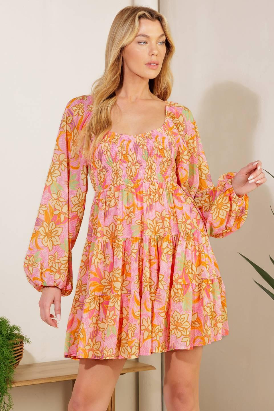 Killing Time Woven Mini Dress in pink, view 2 — Soul Flow Apparel
