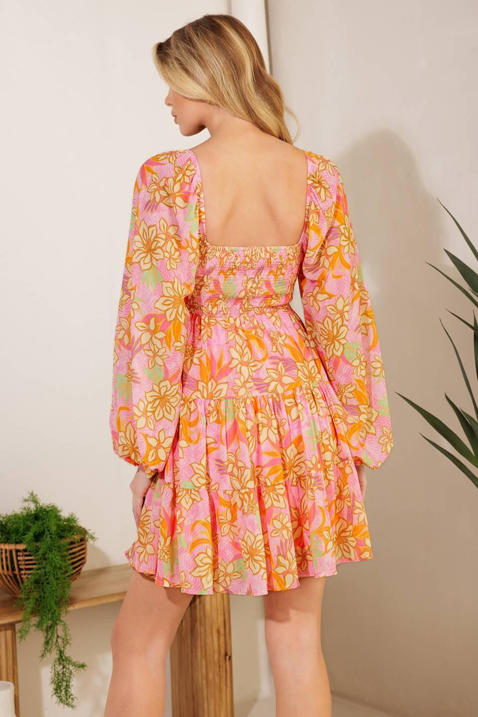 Killing Time Woven Mini Dress in pink, view 5 — Soul Flow Apparel
