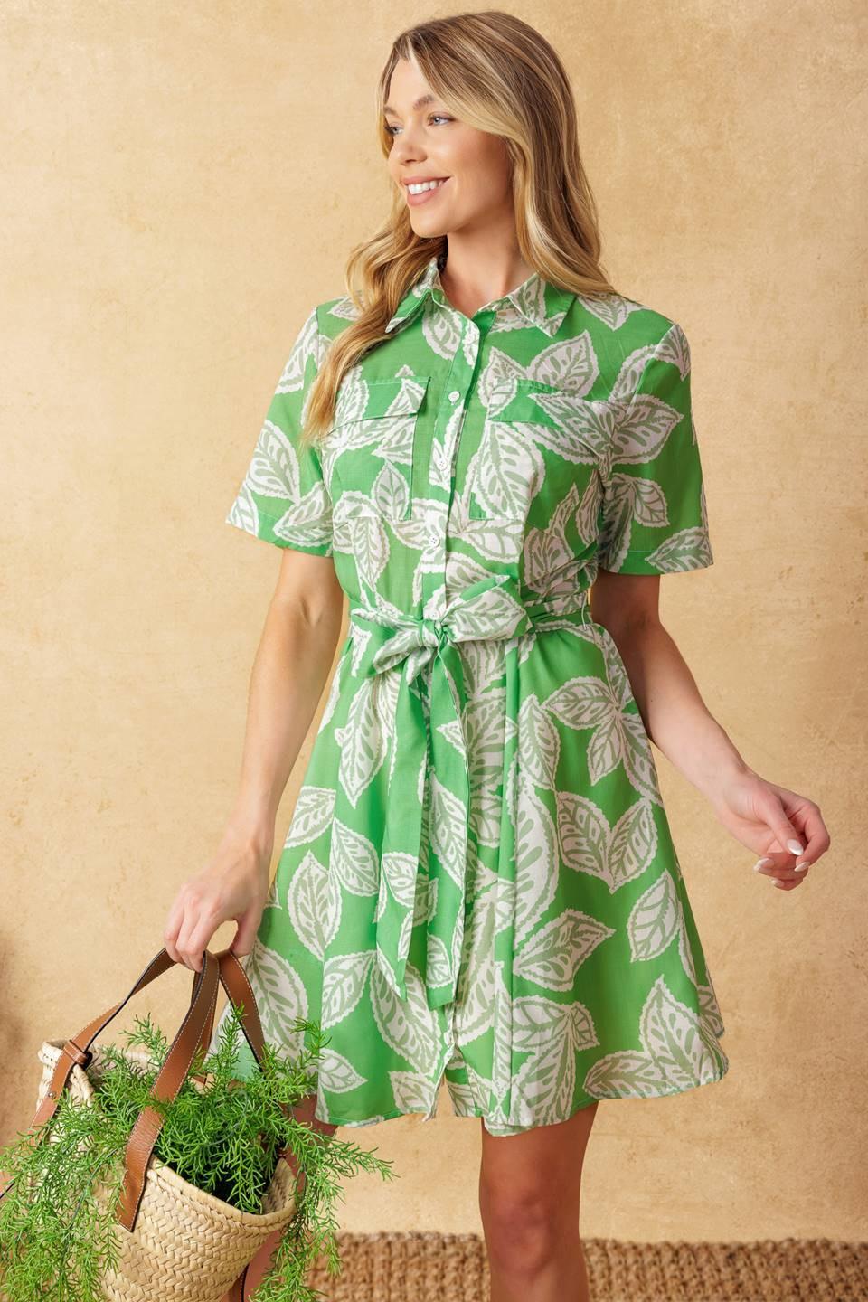 Mysteries of the Night Woven Mini Dress in apple green, view 6 — Soul Flow Apparel