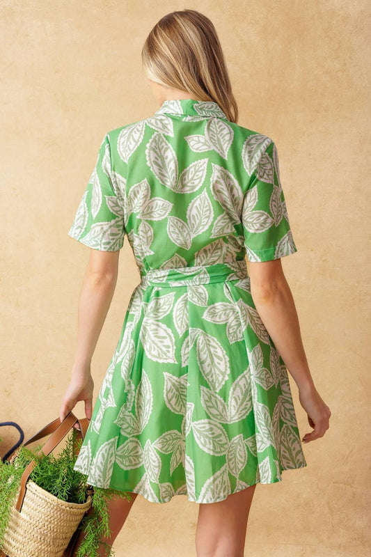 Mysteries of the Night Woven Mini Dress in apple green, view 7 — Soul Flow Apparel