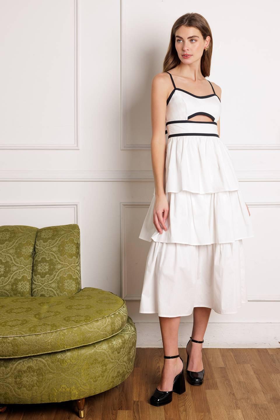 Go Getter Woven Midi Dress in white, view 6 — Soul Flow Apparel
