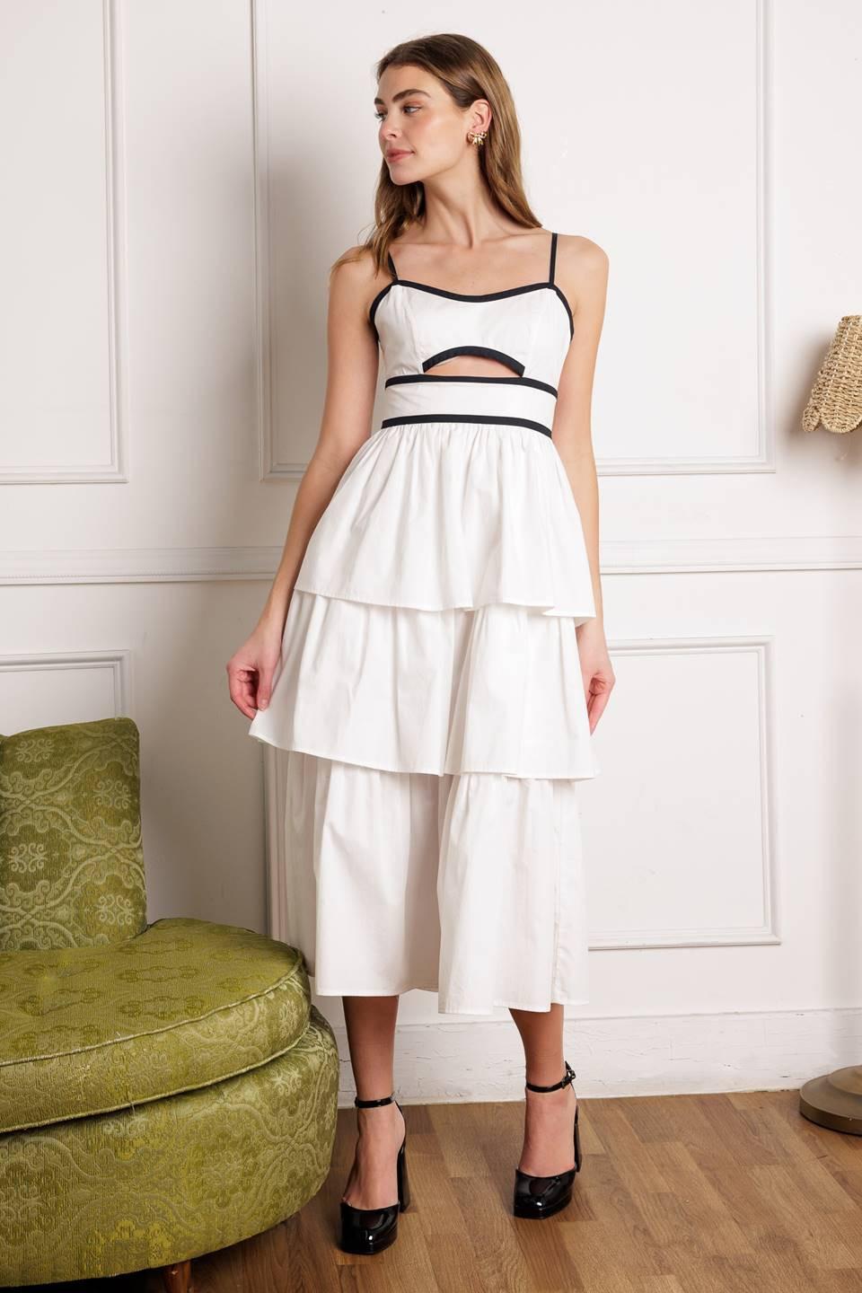 Go Getter Woven Midi Dress in white, view 8 — Soul Flow Apparel