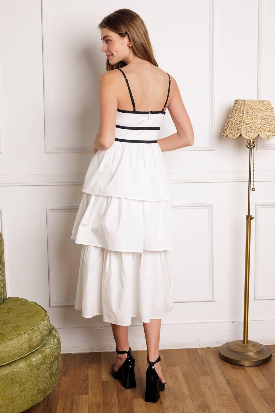 Go Getter Woven Midi Dress in white, view 9 — Soul Flow Apparel