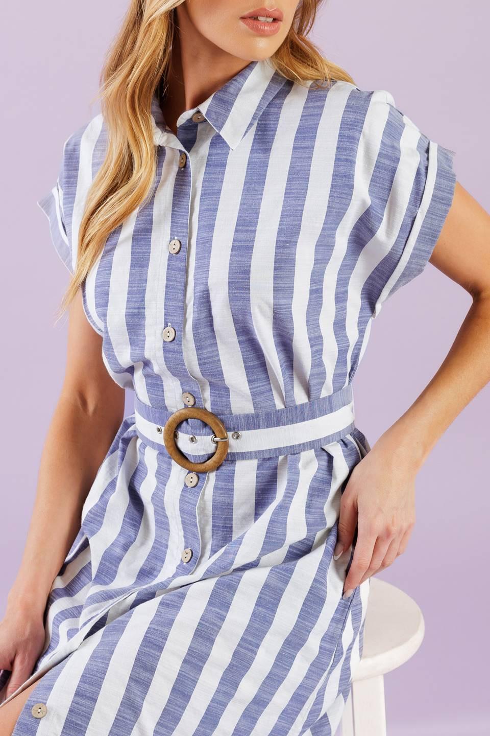 Would've Been the One Woven Midi Dress in blue white, view 8 — Soul Flow Apparel