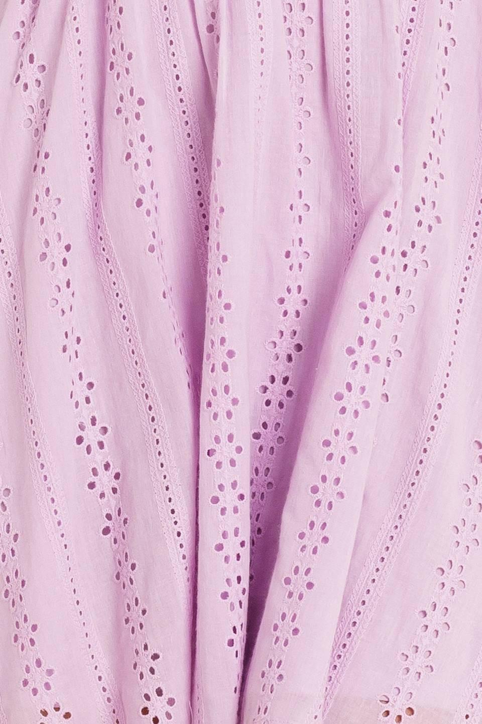 Midnight Mirage Gown Woven Eyelet Mini Dress in lilac, fabric swatch — Soul Flow Apparel
