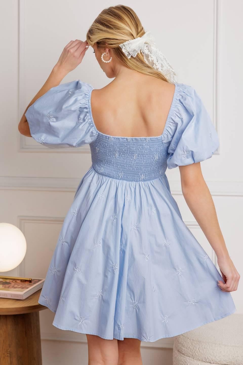Gotta Love Woven Mini Dress in powder blue, view 7 — Soul Flow Apparel