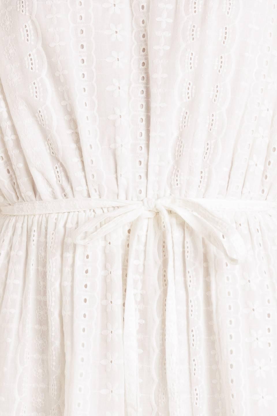 Starlight Soiree Woven Eyelet Mini Dress in ivory, fabric swatch — Soul Flow Apparel