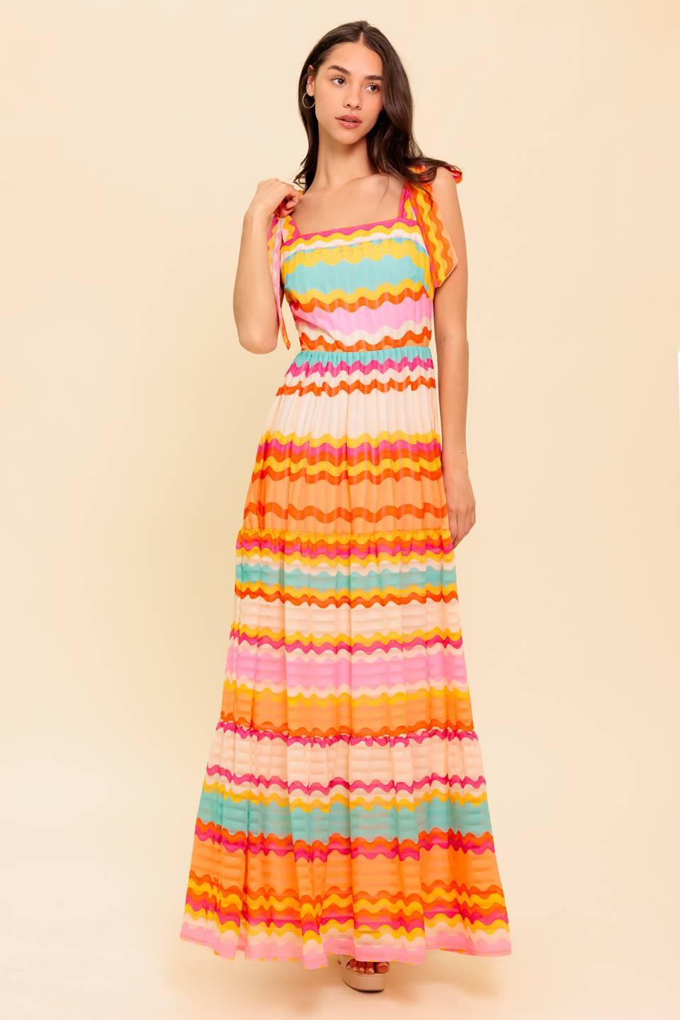 In the Spotlight Woven Maxi Dress in ivory multi, view 1 — Soul Flow Apparel
