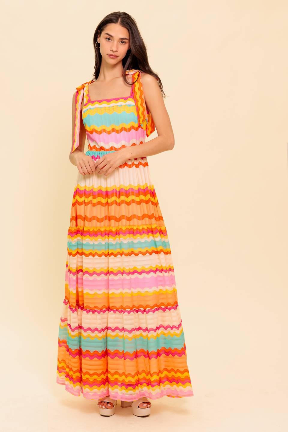 In the Spotlight Woven Maxi Dress in ivory multi, view 5 — Soul Flow Apparel
