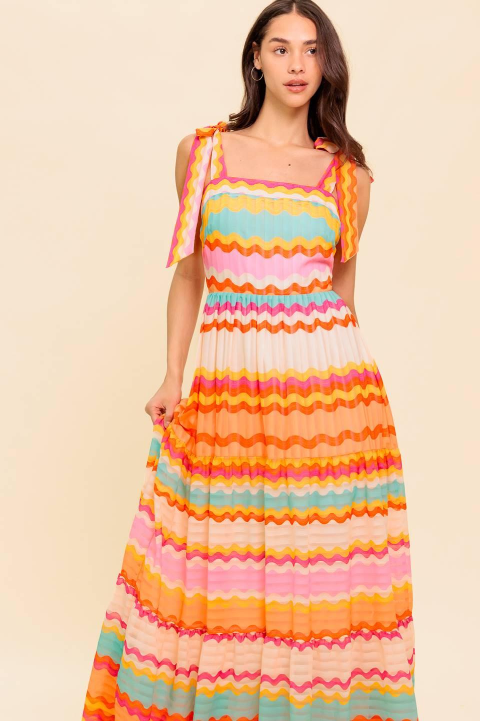 In the Spotlight Woven Maxi Dress in ivory multi, view 6 — Soul Flow Apparel