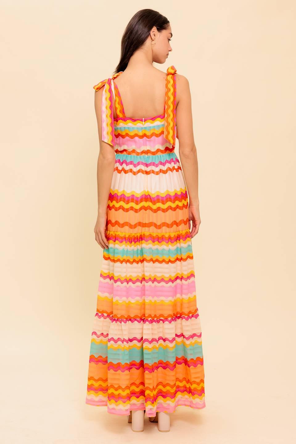 In the Spotlight Woven Maxi Dress in ivory multi, view 7 — Soul Flow Apparel