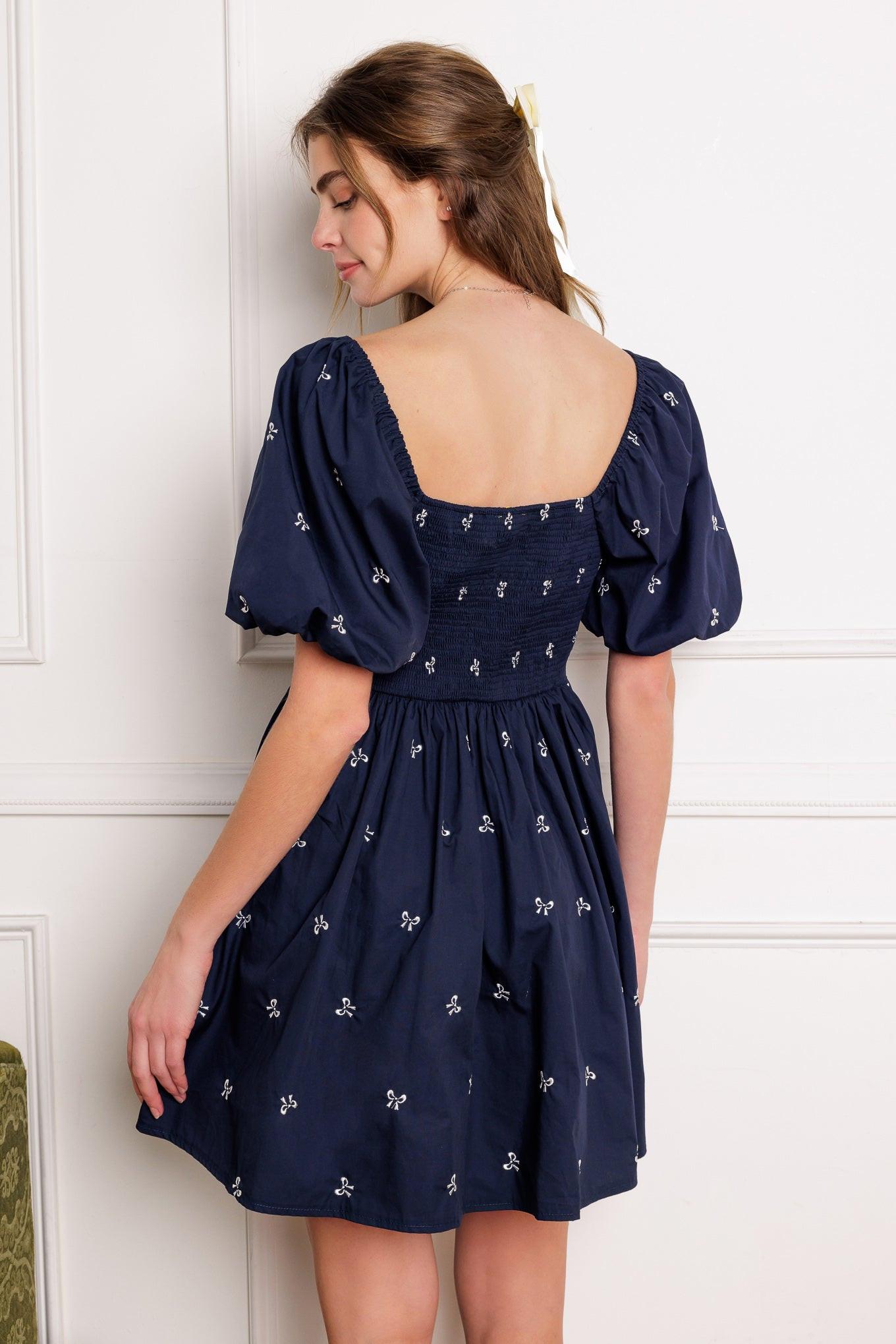 Walk It Out Woven Mini Dress in navy, view 5 — Soul Flow Apparel