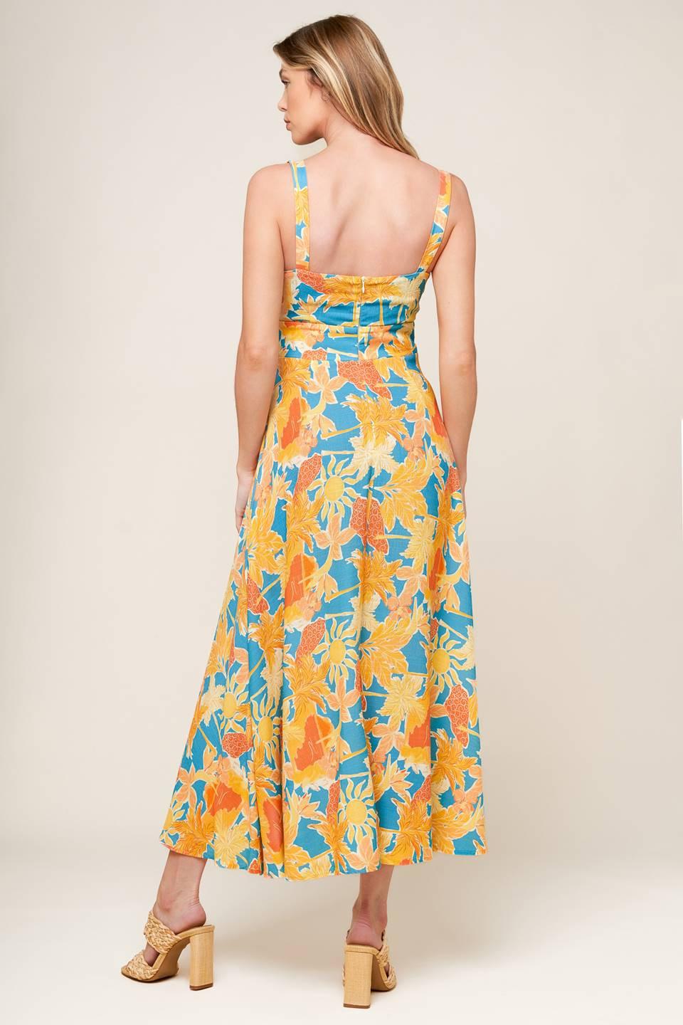 Twirl Me Blue Woven Midi Dress, view 6 — Soul Flow Apparel